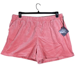 Pantalones Cortos Ava & Viv Terciopelo 1X Tirar Alto Salón Elastizados Cintura Bolsillos Coral - Imagen 1 de 11