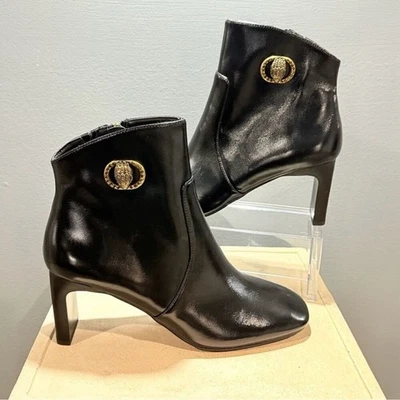NUEVO CON ETIQUETAS Kurt Geiger London Negro Chelsea Puntera Cuadrada Águila Cuero Botines Botas 8.5 Foto 1 de 4