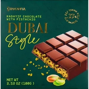 PACK DE 5 | Barra de chocolate Chocovia Dubai, chocolate con leche pistacho y Kadaif 3,53 oz - Imagen 1 de 3