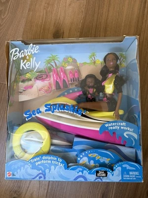 Dolphin Splashin Barbie And Kelly Sea Jet Ski Set 2003 Mattel Black Version NIB - Image 1 of 4