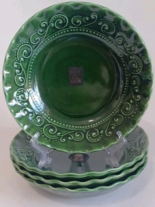 4 Maioliche Jessica Made in Italy Pasta Bowl Set 9" Christmas Green, New  - Picture 1 of 1