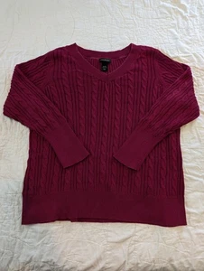 Lane Bryant Cable Knit Sweater – Size 18/20W (Berry Magenta) - Picture 1 of 5