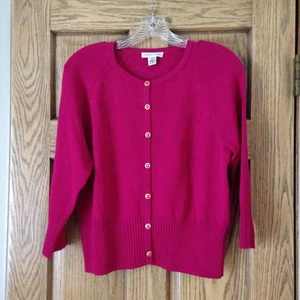 ST. JOHN SPORT DAMEN FUCHSIA STRICK WOLLMISCHUNG 3/4 ARM CARDIGAN - GR. M - Bild 1 von 11