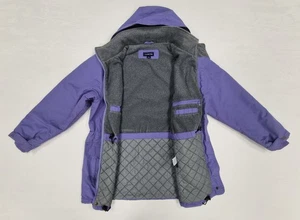 Lands' End Damen Winterjacke Thermacheck lila Größe M Nylon Fleece Kapuze - Bild 1 von 15