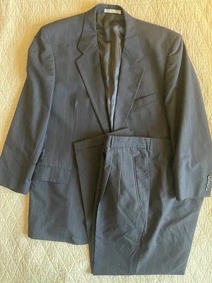 Traje HUGO BOSS Hecho en EE. UU. Vintage Plisado Rayas Lana Corleone Talla 46 L Foto 1 de 4