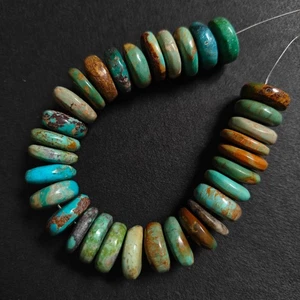 Natural Turquoise Beads Polished Smooth Rondelle Nugget Chip - Picture 1 of 7