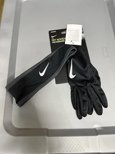 Nike Dry Damen Lauf Stirnband + Handschuhe Set schwarz M/L - Bild 1 von 4