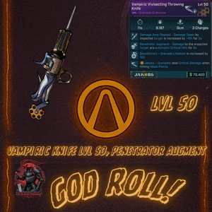 Borderlands 4 Vampiric Knife LVL 50, Penetrator Augment (PC, Xbox, PS5) - Imagen 1 de 2