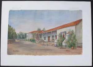 Ellen Burpee Farr Circa 1905 Signed Watercolor Painting Of Rancho Camulos Adobe - Picture 1 of 13