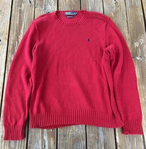Vintage Polo Ralph Lauren 100% Pima Baumwolle italienisches Garn rot Pullover Sweater Herren L - Bild 1 von 5
