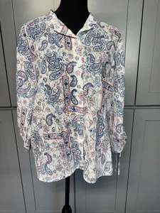 Camisa Drapers & Damons Mediana Paisley Flores Arrugadas Top Con Botones Funky - Imagen 1 de 11