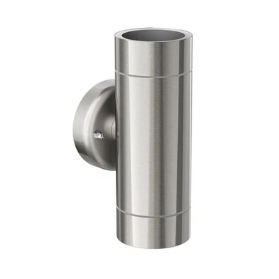 Wandleuchte WEDO für außen, IP44, Up- & Downlight, edelstahl matt, rund, 2x - Bild 1 von 4