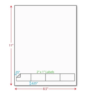 Fogli di forma per etichette laser integrati 2" x 1", 4 etichette trasversali (scatola da 1000) - Foto 1 di 1