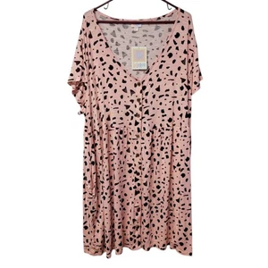 Lularoe Heidi Dress Knee Length Plus Size Womens 3X Pink Pockets Short Sleeve - Picture 1 of 8