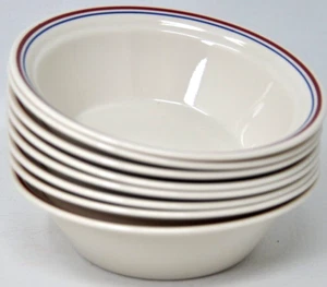 VINTAGE Corelle CEREAL BOWLS 6" ABUNDANCE Blue Rust Bands 8 Piece Set - Bild 1 von 4