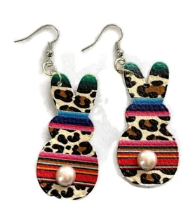 Kunstleder OSTERHASE WILD Ohrringe Schmuckset - Handarbeit USA SALE - Bild 1 von 4