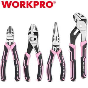 WORKPRO 4PC Plier Sets Slip Joint Long Nose Diagonal Cutting Groove Joint Pliers - Picture 1 of 12