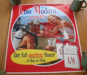 1950's-60's L&M Cigarettes SCUBA diving poster 21x22" ORIGINAL Vintage - Picture 1 of 3