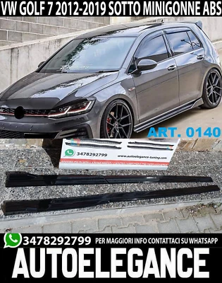FLAPS SOTTO MINIGONNE LATERALI VW GOLF 7 & 7.5 VII 2012+ ABS NERO LUCIDO BAFFO - Immagine 1 di 4
