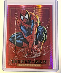 2024 SPIDER MAN UPPER DECK MARVEL MASTERPIECES 92 PLATINUM RED PRISM #d 110/492 - Picture 1 of 2