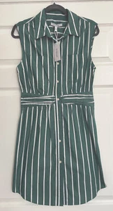 Derek Lam 10 Crosby Sagebrush grün gestreiftes ärmelloses Shirtkleid 6 350 $ - Bild 1 von 7
