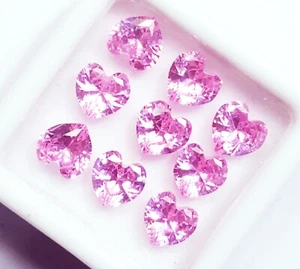 Pink Sapphire Heart Shape 6 mm 9 Pcs Loose Gemstone Lot - Picture 1 of 8