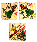 Vintage 1940's 50's Hawaii 3 Cotton Images Napkins 8" Sq. Dead stock New unused