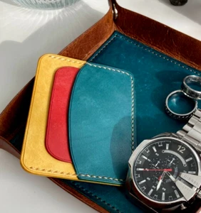 Leder ID Kartenetui mit Wunschgravur Geldbörse wallet Kartenhalter Super Slim - Picture 1 of 11