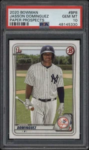 Bowman #BP8 2020 Jasson Dominguez PSA 10 gemas como nuevo primer papel Prospects - Imagen 1 de 2