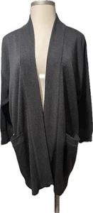 DKNY Womens Gray Wool Cardigan Long Line Open Front Long Sleeve Size M EUC - Picture 1 of 6