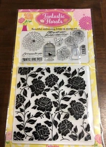Juego de estampillas y carpetas en relieve "Flores fantásticas" para hacer tarjetas - Imagen 1 de 7
