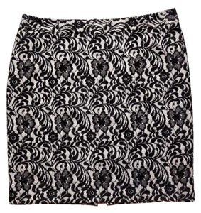 Worthington Womens Black Lace Over Beige Pencil Skirt Size 16 Straight Sexy EUC - Picture 1 of 11