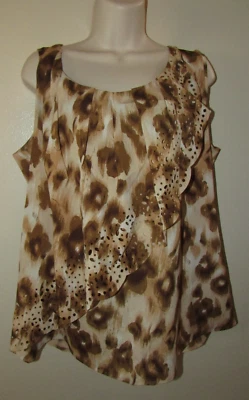 Dressbarn Women's 14/16 Layer Pleated Blouse 1X Office Ruffle Floral Eyelet Top - Image 1 of 4