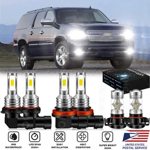 Para For Suburban Tahoe 2007-2013 2014 Faros LED Hi/Low+Kit de luces antiniebla - Foto 1 di 11