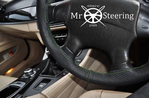 PERFORATED LEATHER STEERING WHEEL COVER FOR MERCEDES VITO II 04+ GREEN DOUBLE ST - Picture 1 of 4