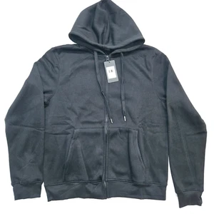 Men's Black Hoodie Casual Hooded Solid Pocket Slim Fit Sweatshirts Zip up Hoodie - Picture 1 of 4