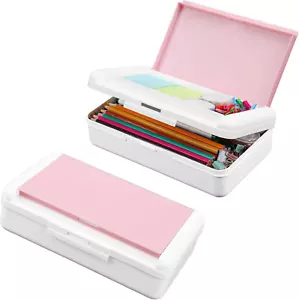 Pencil Box, Double Layer Pencil Case, Large Capacity Plastic Pencil Boxes - Picture 1 of 12