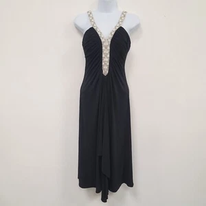 JS Boutique Womens Beaded Midi Dress Size 6 Black Cocktail Prom HOCO Formal - Picture 1 of 13