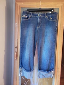 Vintage Baby Phat Women's Size 7 Cropped Capri Jeans Dark Wash Blue Denim - Picture 1 of 9