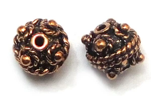 14 PCS 8MM SOLID COPPER BALI BEAD ANTIQUE COPPER 764 FUL-504 - Picture 1 of 3