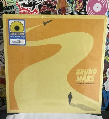 BRUNO MARS Doo-Wops & Hooligans NEW NEON YELLOW VINYL W/HYPE STICKER  - Image 1 of 3