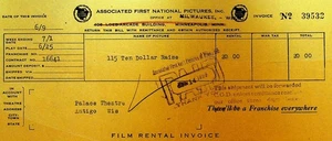 Associated First National Pictures Invoice June 14 1922 Ten Dollar Raise - Picture 1 of 1