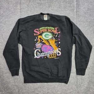 Vintage Green Bay Packers Sweater Mens XL Black NFL Football Super Bowl XXXI 90s - Picture 1 of 8