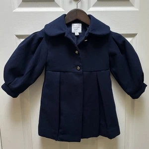 Janie & Jack Mädchen Marine Wollmischung Mantel Jacke Knopfleiste Größe 2T Schleife - Bild 1 von 6