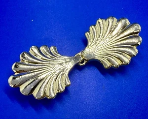 Scallop Clam Shell Interlocking Two Piece Vintage Gold Tone Belt Buckle - Picture 1 of 20