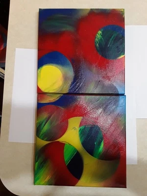 Pintura Obra Original - Abstracto - Pintura en Spray sobre Lienzo - 2 Paneles Foto 1 de 2