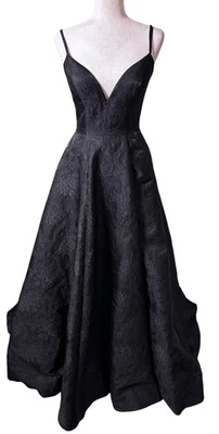 Sherri Hill черный выпускное платье шнурует вверх назад жаккард карманы высоты разрез размер 4 EUC - Изображение 1 из 4