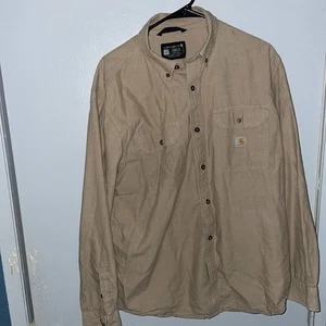 Camisa Carhartt Para Hombres Grande Bronceada Calce Suelto Abotonada Ropa de Trabajo Doble Bolsillo Algodón - Imagen 1 de 10
