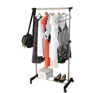 Soporte colgante ajustable para riel de ropa individual con ruedas y zapatero YJ-01 - Imagen 1 de 8