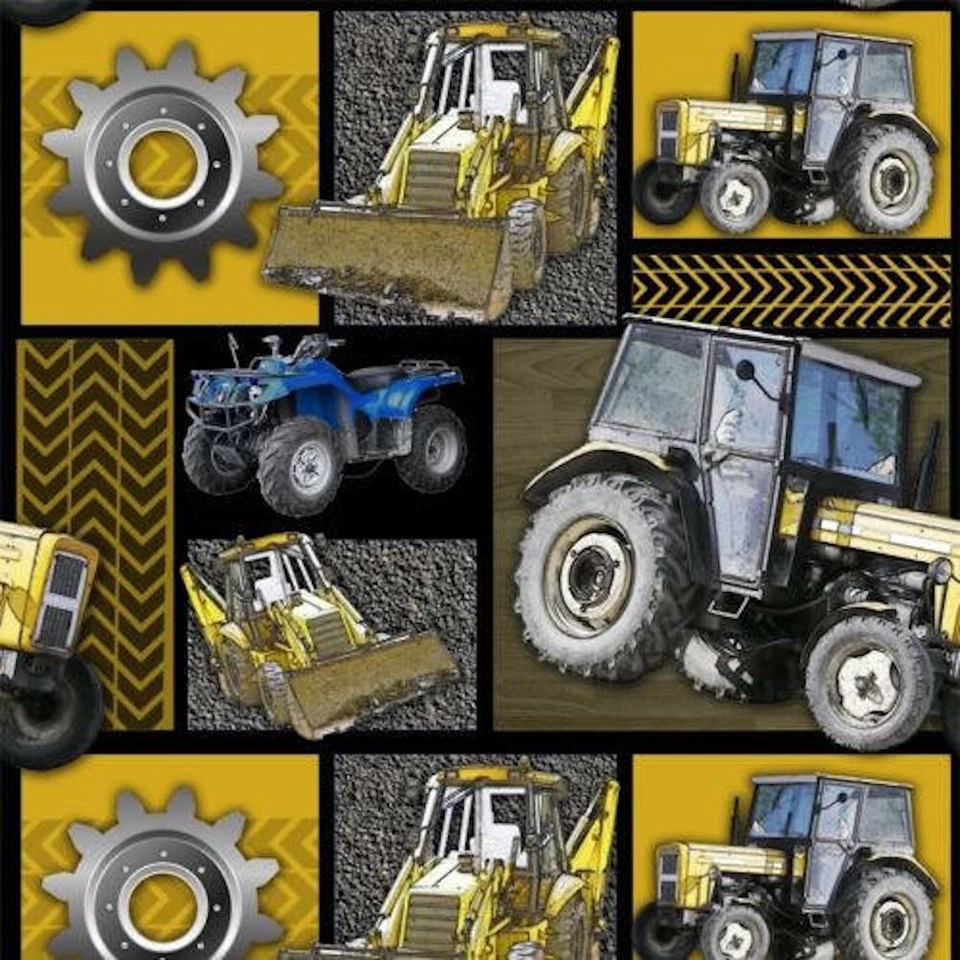 Tecido 100% algodão patchwork para máquinas Construction Zone por jarda - Imagem 1 de 1